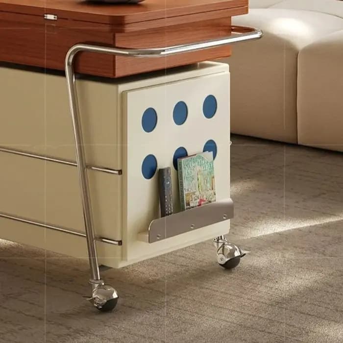 Table pliante relevable Dopamine, style Bauhaus moderne, petite table d'appoint de chevet avec rangement, table basse d'angle, mobilier original