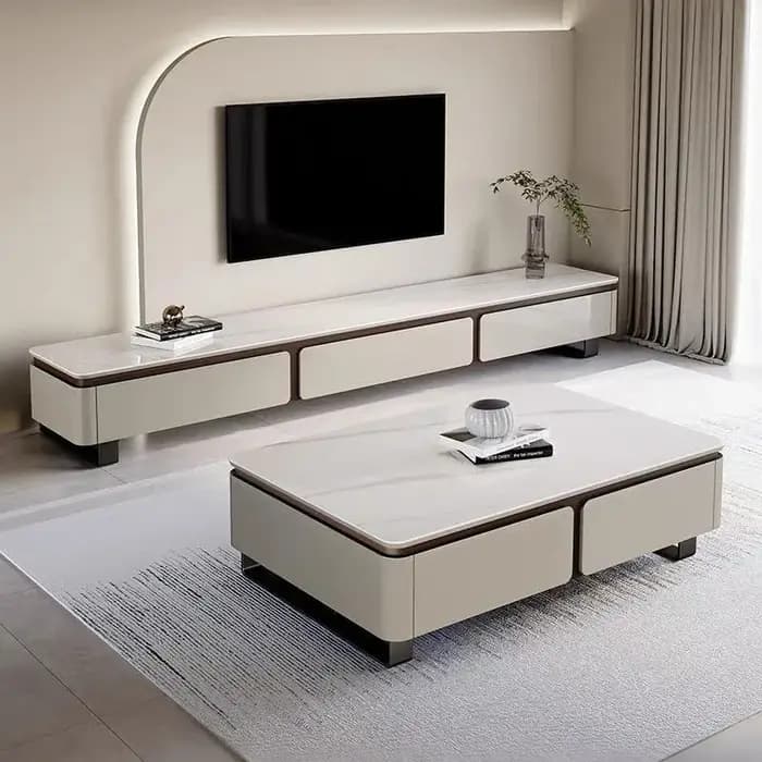 Table basse de salon moderne de luxe avec tiroirs