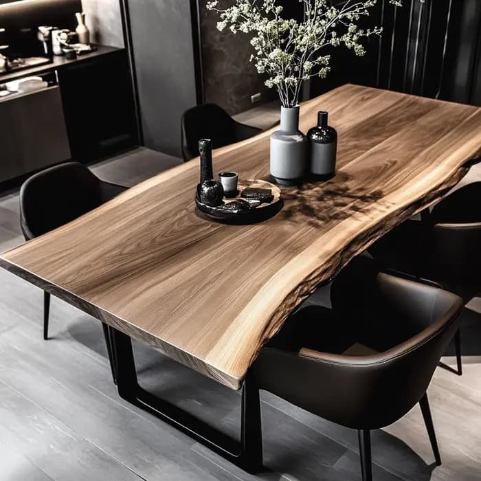 Ensemble de table à manger en bois pour restaurant d'hôtel, table à manger en bois massif de 8 place