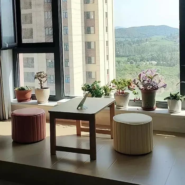 Table pliante en bois, baie vitrée japonaise, balcon, table basse, tatami, maison, chambre à coucher, lit, ordinateur, bureau d'étude, support divers pour Tatami
