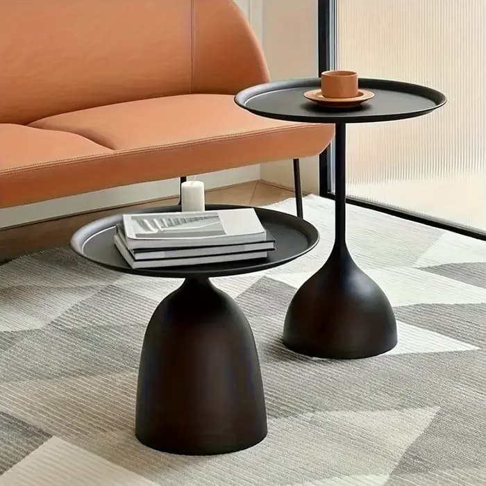 Ensemble de table d'appoint gigogne ronde 2 pièces