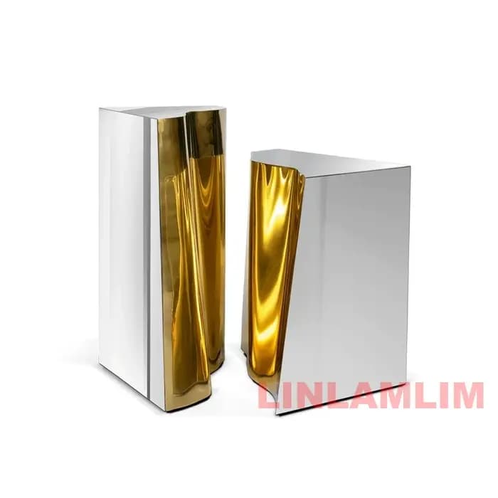 Ensemble de 3 tables basses modernes en acier inoxydable