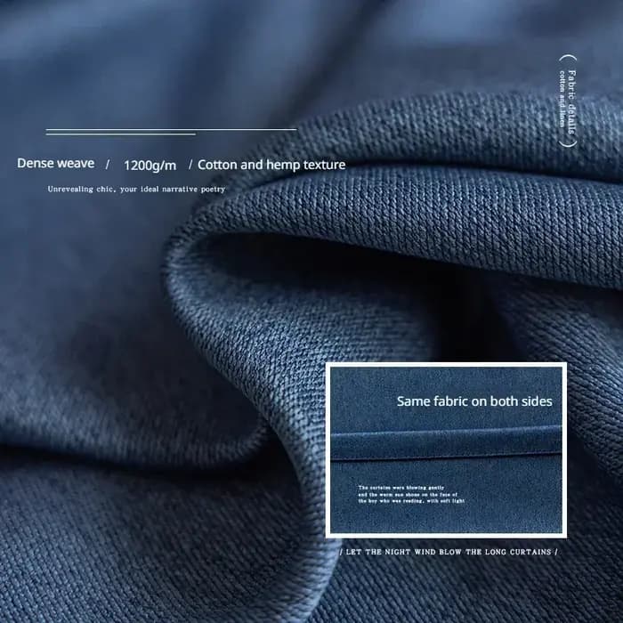 Rideaux occultants bleus en coton et lin double face sur mesure pour salon, chambre de luxe, hôtel,