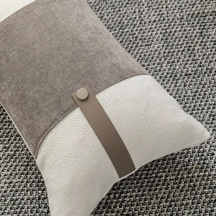 Housse de coussin de luxe design 30x50 45x45 60x60cm en lin taupe tissé avec bordure carrée pour la maison