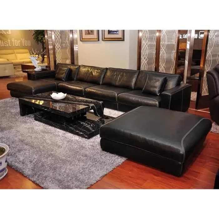 Canapé sectionnel de luxe en cuir véritable