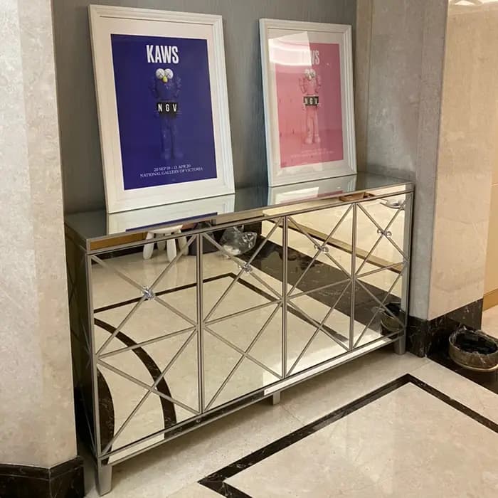 Armoire à chaussures d'entrée légère, casier à miroir de luxe, cloison de salon, armoire latérale mu