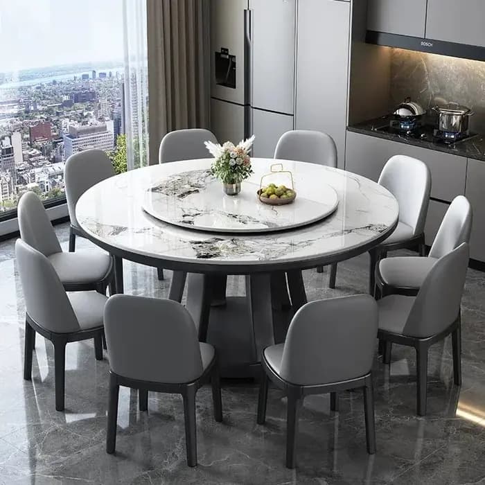 Table à manger ronde en marbre, style nordique de luxe, minimaliste, pieds de table modernes, économ