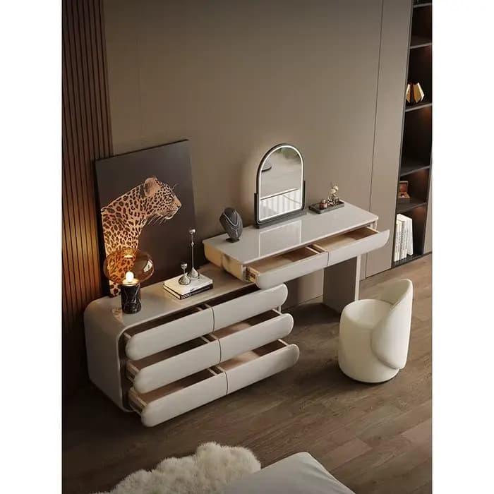 Commode minimaliste italienne poitrine intégrée chambre lumière luxe moderne 2025 nouvelle armoire de chevet peinte table de maquillage 1.2