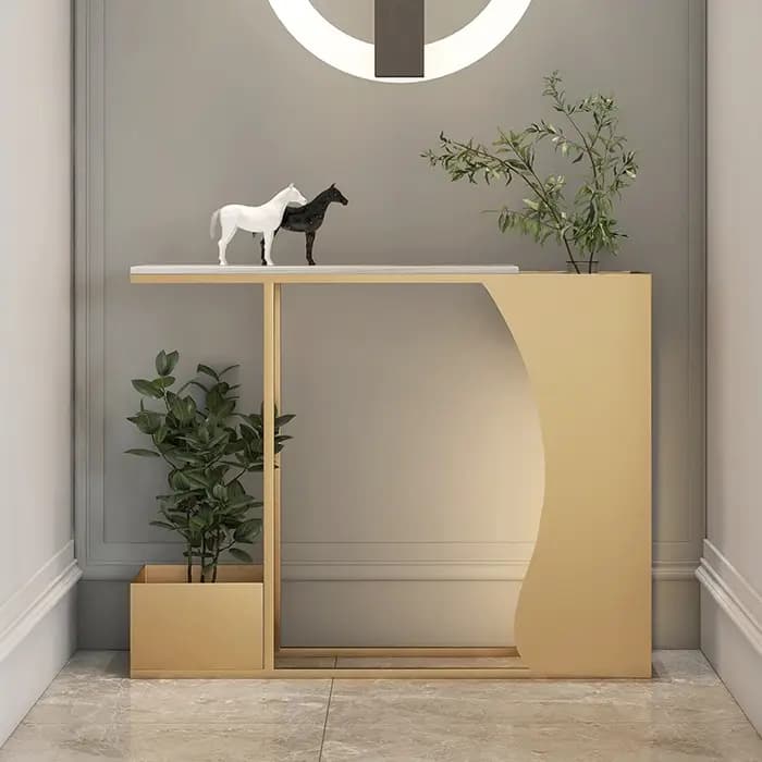 Table Console étroite en or noir