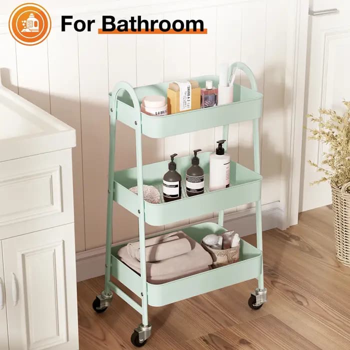 Petit chariot roulant à 3 niveaux, chariot de rangement utilitaire en métal, étagères de bureau de b