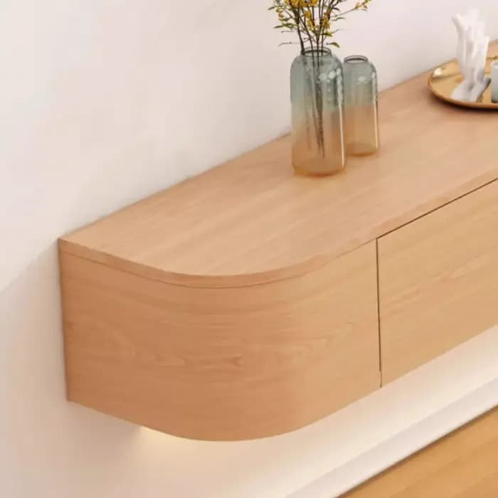 Meuble TV moderne couleur bois suspendu