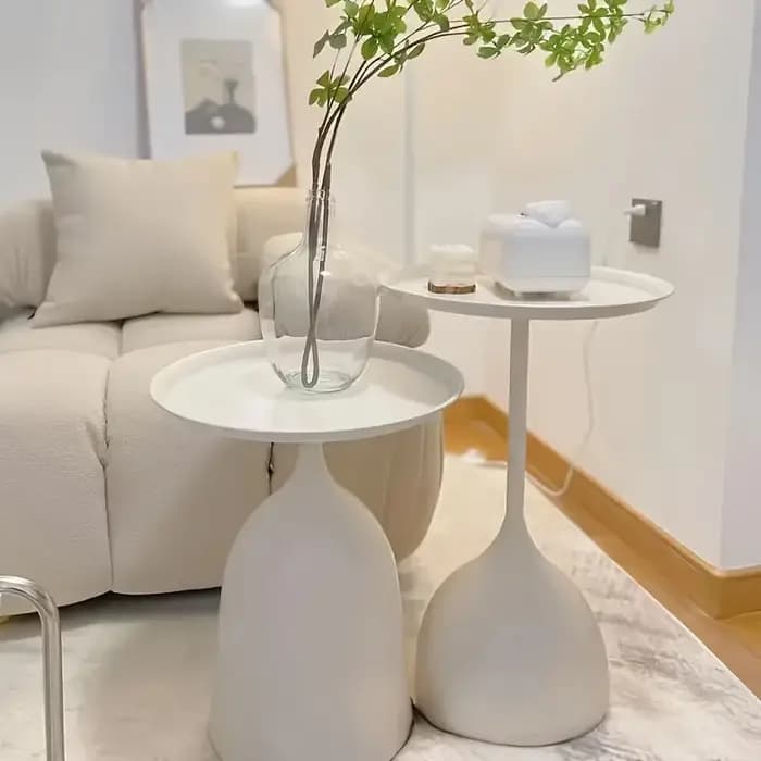 Ensemble de table d'appoint gigogne ronde 2 pièces