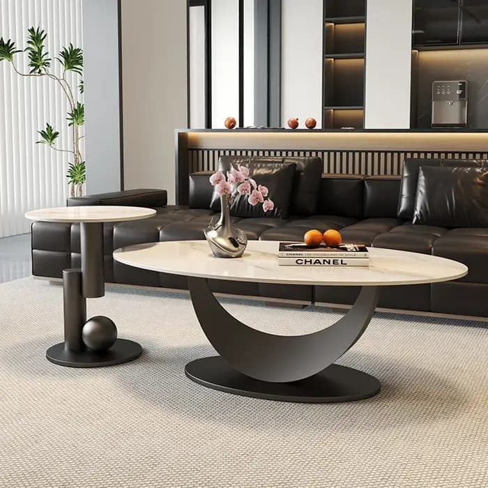 Table basse ovale blanche Design Simple luxe Premium Tables basses centre moderne Mesa De Centro De Sala accessoires De décoration