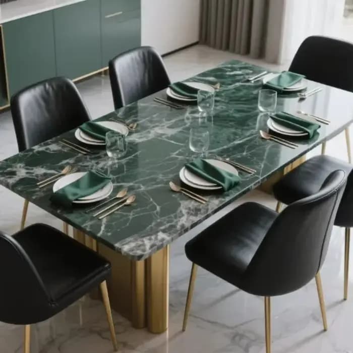 Ensemble de Table à manger en métal Royal français de Style européen en marbre de luxe avec chaises,