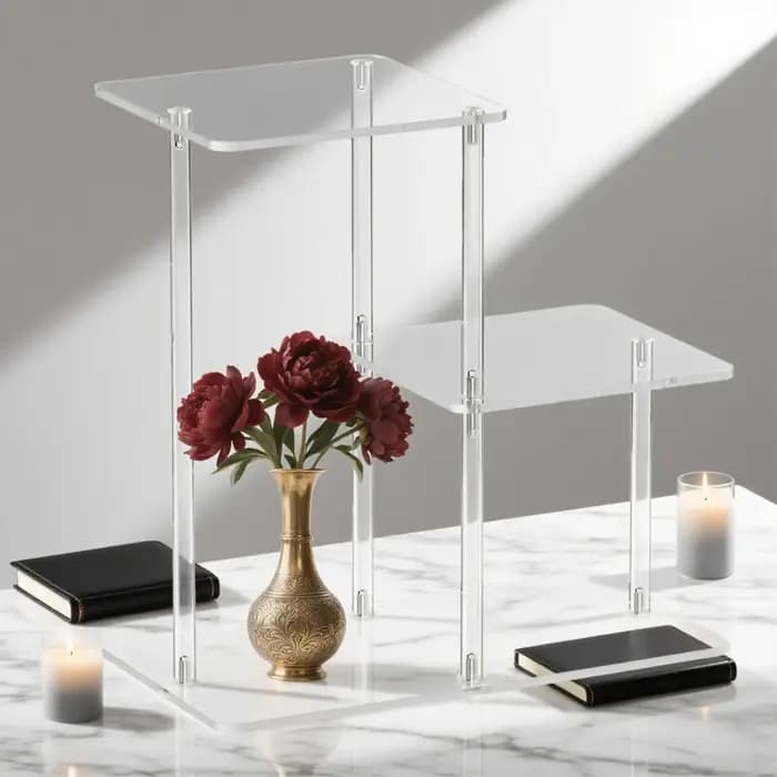 Table d'appoint en acrylique à 3 niveaux, Table d'appoint transparente, meuble Transparent pour entr