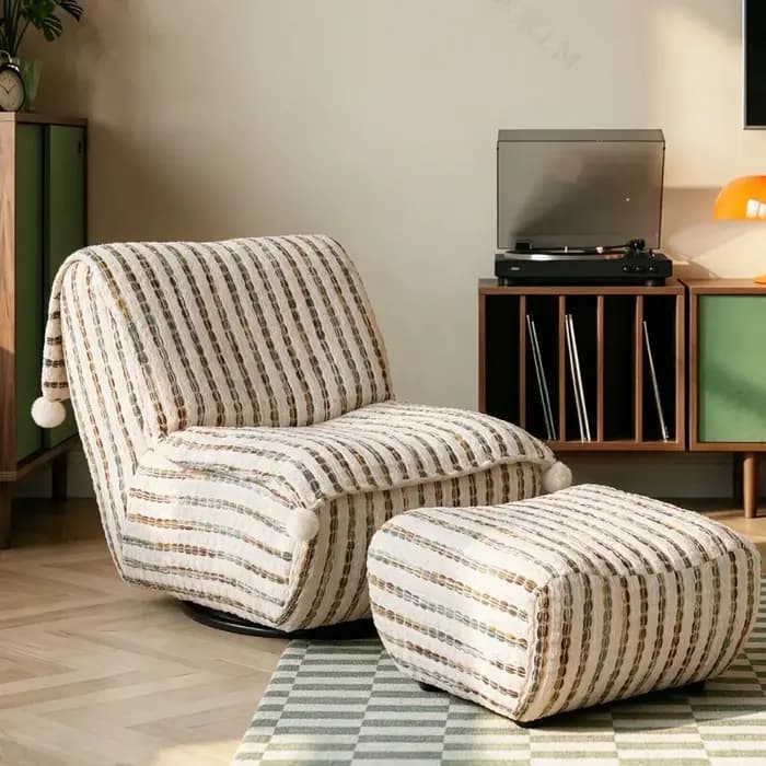 Fauteuils inclinables pivotants pour salon, canapé d'appoint, fauteuils confortables de style nordique, fauteuils de relaxation pour adultes, meubles de style mid-century.