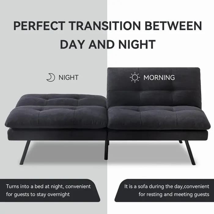 Hcore-Canapé-lit en mousse à mémoire de forme, sofa convertible, causeuse noire pour petits espaces,