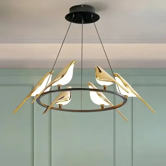 Créatif doré pie oiseau mur LED lampe Restaurant salon hôtel lustre étude chambre chevet décoration bureau lumière