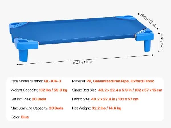 VEVOR Lit de sieste empilable pour enfant