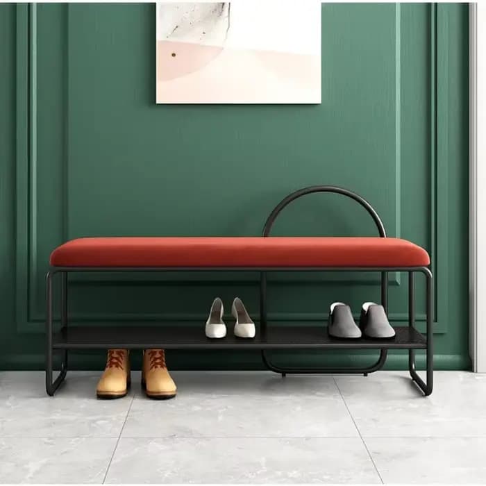 Meuble de salon nordique T1 avec coussin souple, siège à chaussures peu encombrant pour couloir, ban