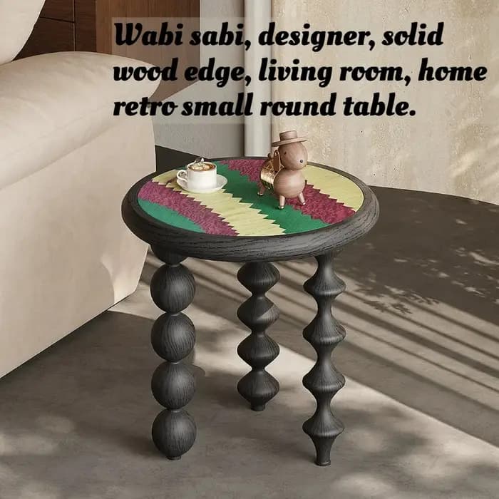 Table d'appoint ronde en bois massif