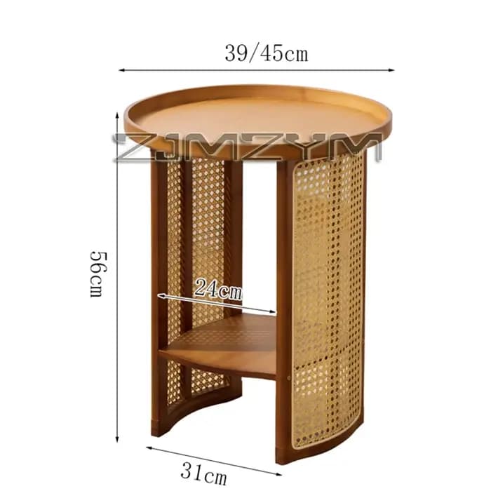 Table d'appoint en rotin, rangement de canapé, bureau d'angle, petite Table basse ronde, bord Double