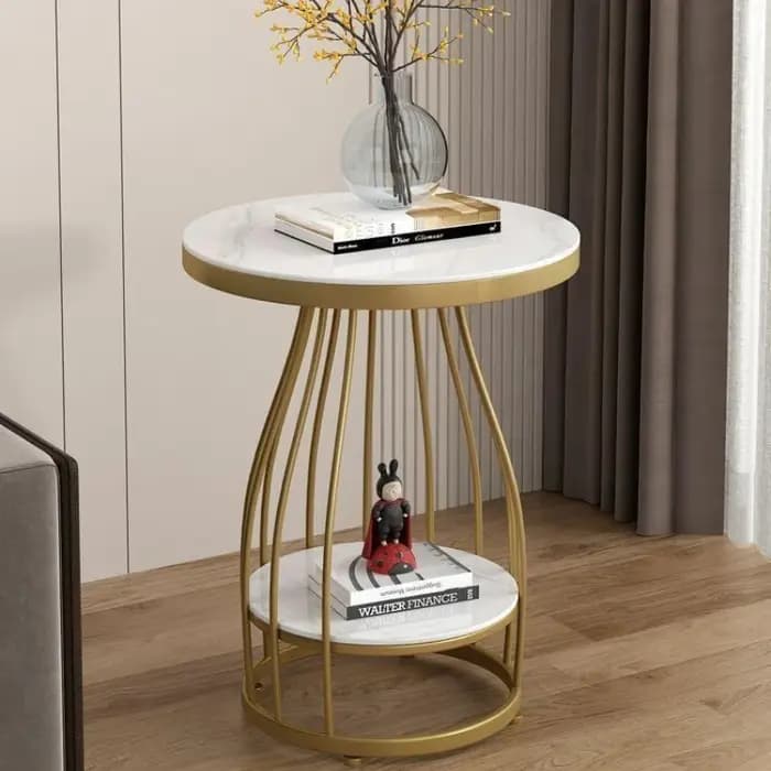 Table basse ronde en pierre frittée, Table d'appoint de luxe résistante aux taches pour canapé, Tabl