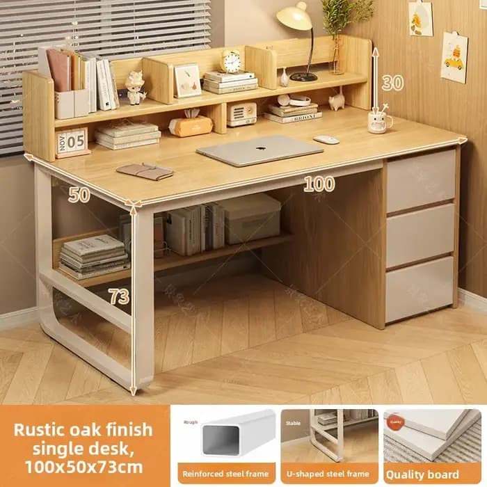 Bureau de travail robuste avec étagère intégrée