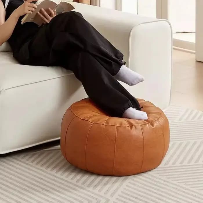 Banc de rangement en cuir PU non rembourré, besoin de combler les vêtements, Pouf de rangement rond,