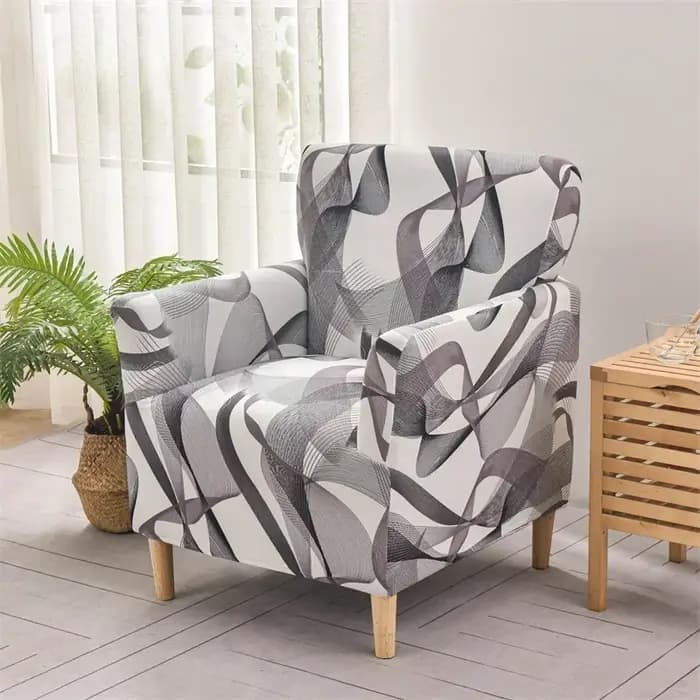 1 Housse de fauteuil florale extensible en Spandex