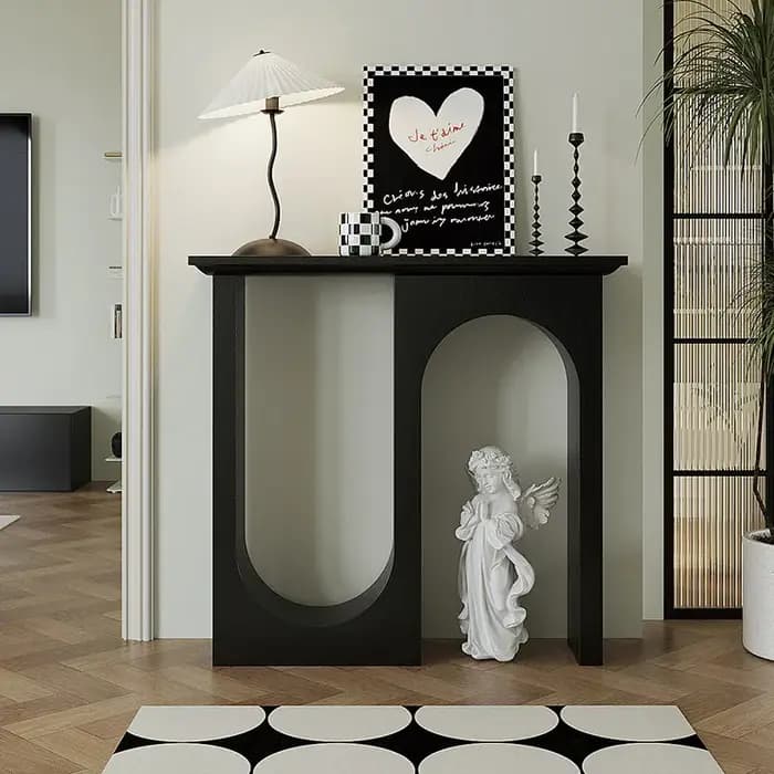 Table console industrielle moderne, simple et fonctionnelle, table d'entrée, design minimaliste, Tav