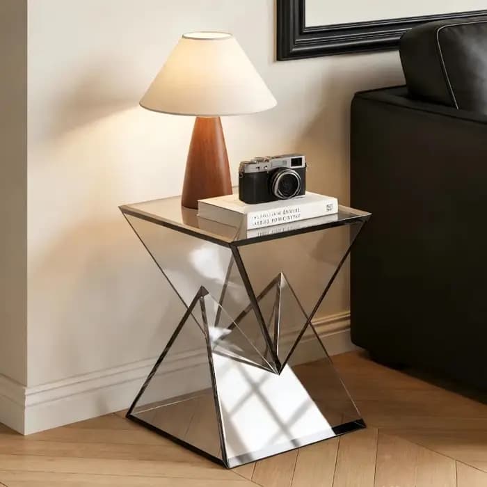 Table d'appoint carrée en acrylique transparente