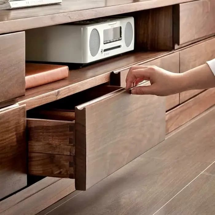 Support marron tiroirs meuble Tv décoration murale rangement concepteur luxe