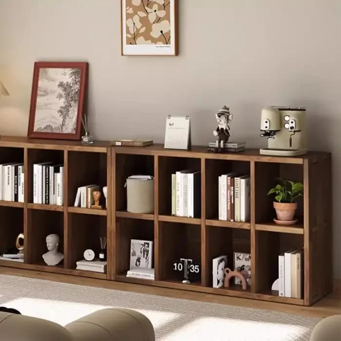 Bibliothèque courte en bois massif