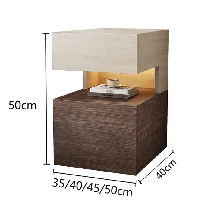 Table de chevet en bois massif avec tiroirs