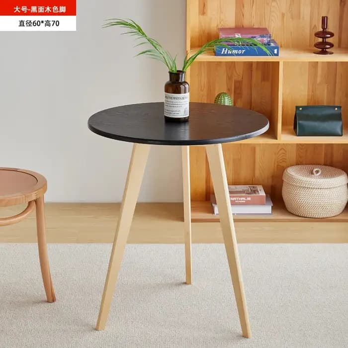 Petite Table ronde blanche en bois massif, style nordique minimaliste, balcon, loisirs, café, maison