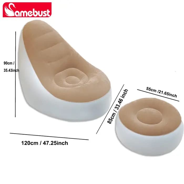 Canapé gonflable Camebust - Surface floquée, repose-pieds en PVC de haute qualité, gonflage rapide,