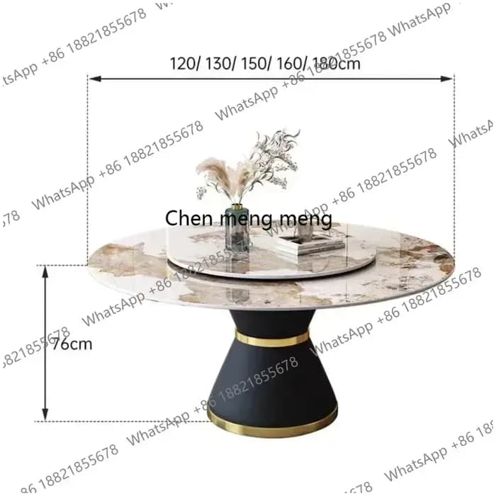 A38 Table coulissante ronde Table de luxe en acier inoxydable îles de cuisine Transparent Mesa Comed