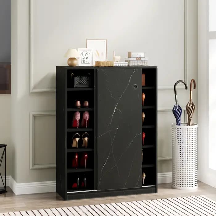 Meuble à chaussures en marbre à 6 niveaux, organisateur de rangement pour chaussures minimaliste ave