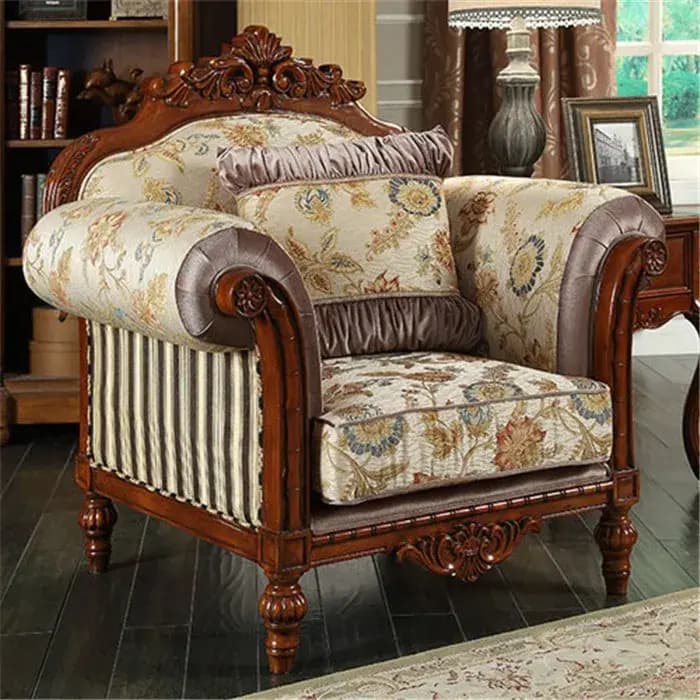 Canapé Tissé en Polyester Chenille de Style Floral Américain Classique
