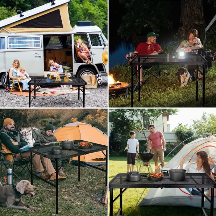 Table de gril pour l'extérieur, table de gril extérieure pliante en aluminium légère et portable en