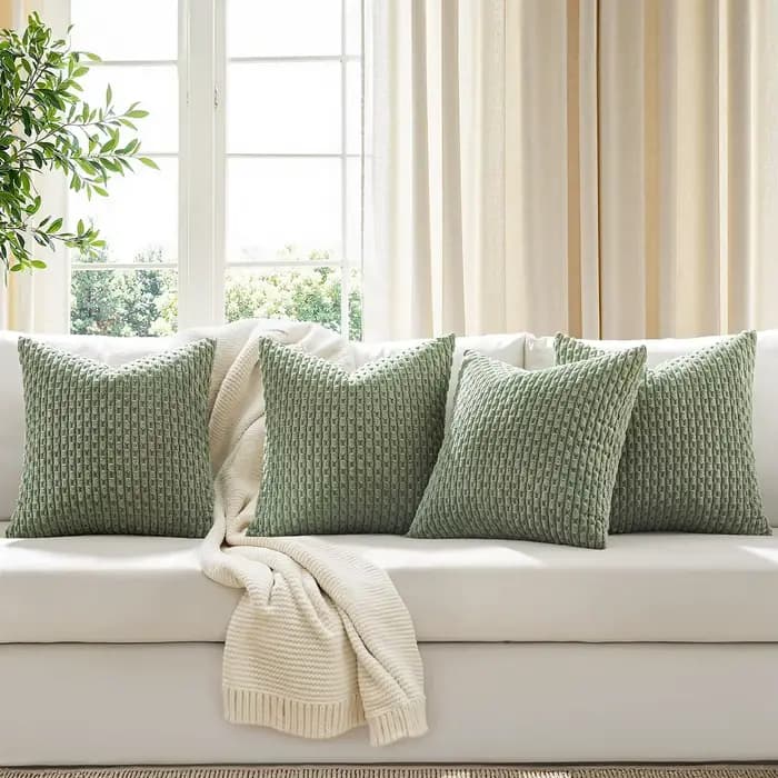 Housse de coussin à rayures en velours côtelé
