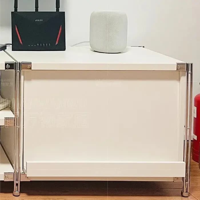 Meuble TV blanc combiné avec rangement pour salon