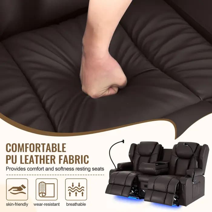 Redlife causeuse canapé inclinable électrique pour personnes âgées, Massage et chaleur, double moteu