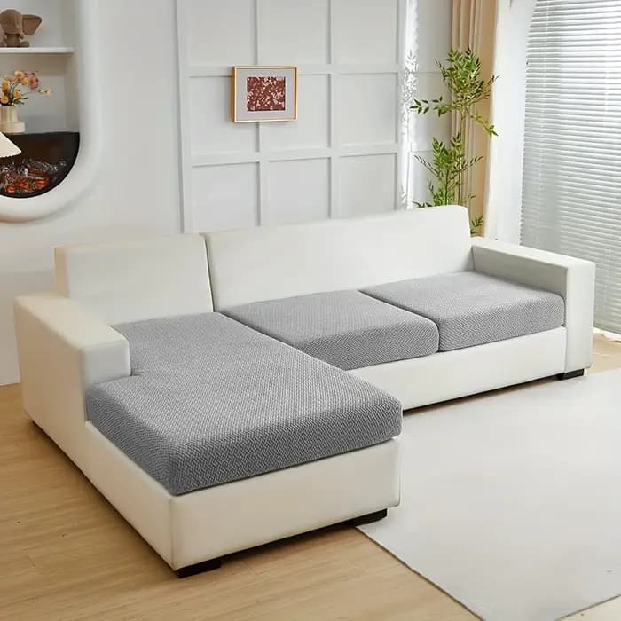 Housse de canapé jacquard premium en tissu élastique sergé uni