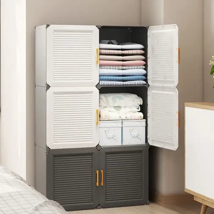 Armoire de Rangement Multifonctionnelle, Meuble de Chambre à Coucher, Casier à Assembler Pliable, Pa