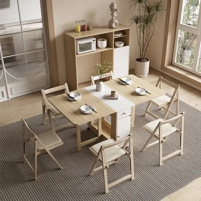 Table à manger pliante ensemble 6 chaises luxe Vintage Table à manger carrée Extensio nordique Mesas