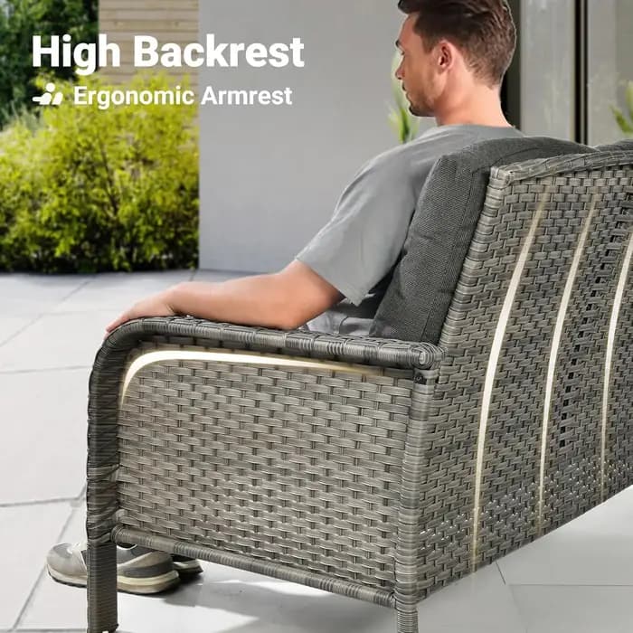 Ensemble de meubles de patio 2 pièces, canapé d'extérieur en osier avec chaises, chaise en rotin à d