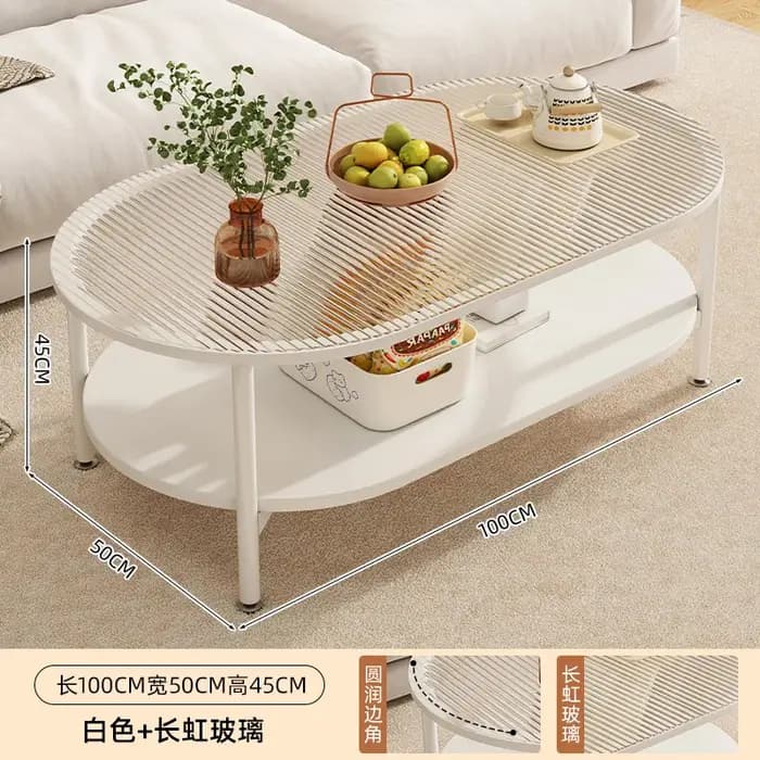 Livres esthétiques Table basse verre rangement japonais Table basse ovale Design salon Mobili Per La