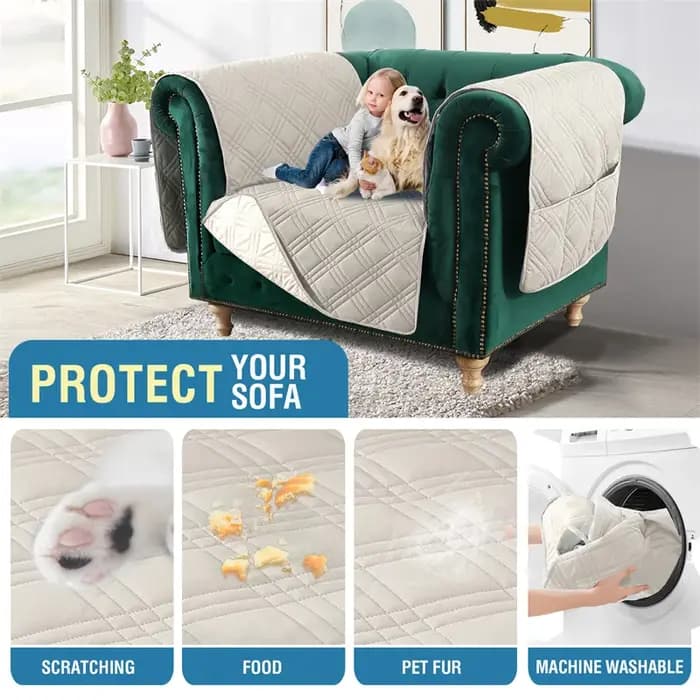 Juste de canapé matelassurera avec poche de rangement